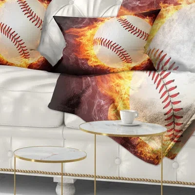 Design Art Baseball Ball - Sports Printed Throw Pillow