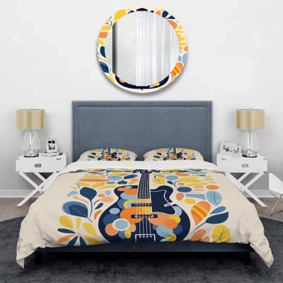 Design Art Bass Guitar Harmony - Fruits Duvet Cover Set In Blue;yellow
