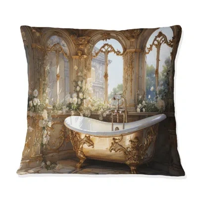 Design Art Bathroom Golden Luxe Iii - Bathroom Printed Pillow