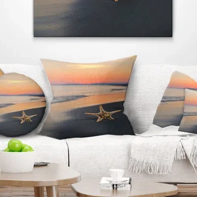 Design Art Beach And Shore Summer Beach With Starfish Throw Pillow