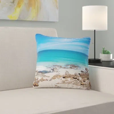 Design Art Beach At Samed Island Thailand - Sea & Shore Printed Pillow In Blue