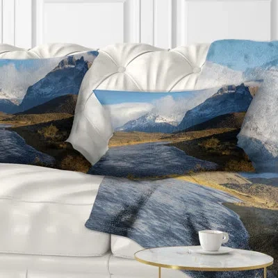 Design Art Beach Beautiful View Of Torres Del Paine Lumbar Pillow