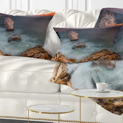 Design Art Beach Big Rock Formations Near Tulenovo Lumbar Pillow