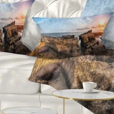 Design Art Beach Bright African Seashore Panorama Lumbar Pillow