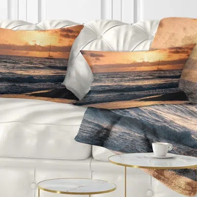 Design Art Beach Colorful Sunrise Over Atlantic Ocean Lumbar Pillow