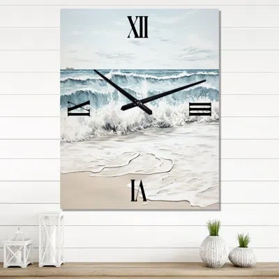 Design Art Beach Minimalism Landscape Iii - Nautical & Beach Wall Clock In White;gray