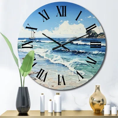 Design Art Beach Photo Reverie I - Nautical & Beach Wall Clock In Blue;white