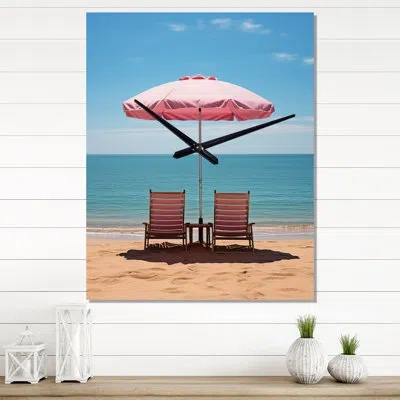 Design Art Beach Photo Reverie Iii - Nautical & Beach Wall Clock In Blue;pink