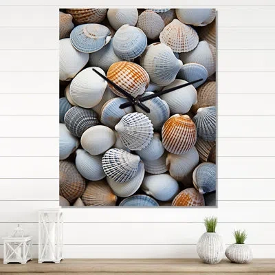 Design Art Beach Photo Seashell Beauty V - Animals Wall Clock Oversized In Gray
