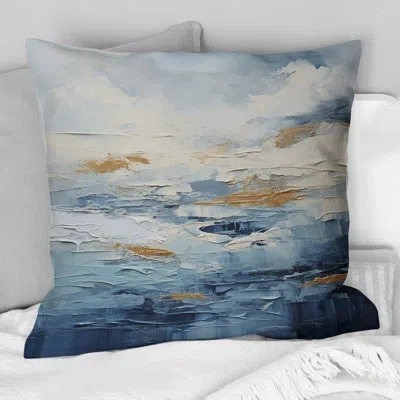 Design Art Beach Scandinavian Solitude Iii - Coastal Beach Printed Throw Pillow In White;green