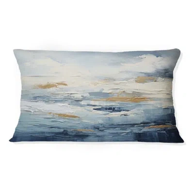 Design Art Beach Scandinavian Solitude Iii - Coastal Beach Printed Throw Pillow In White;green