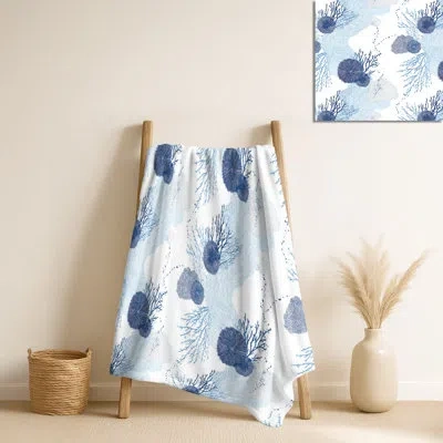 Design Art Beach Shellfish – Abstract Warm Blanket, Beach Cozy Throw In Blue,white Nautical & Beach 1