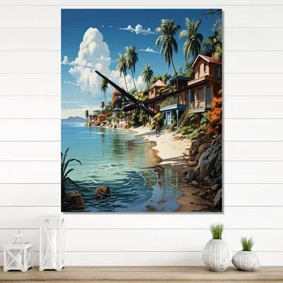 Design Art Beach Tropical Vibes - Beach Wall Clock In Green;teal