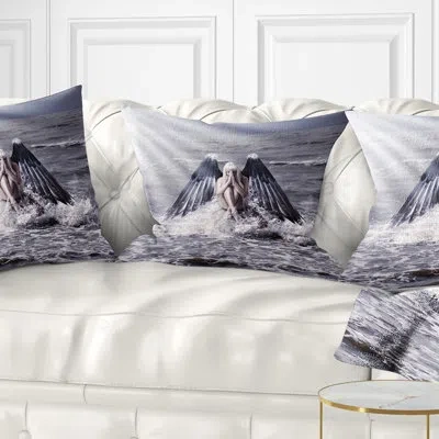 Design Art Beach Woman With Dark Angel Wings Modern Beach Pillow In Blue;black;brown;green;red;yellow
