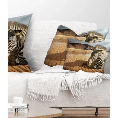 Design Art Beach Zebra - Animal Printed Throw Pillow