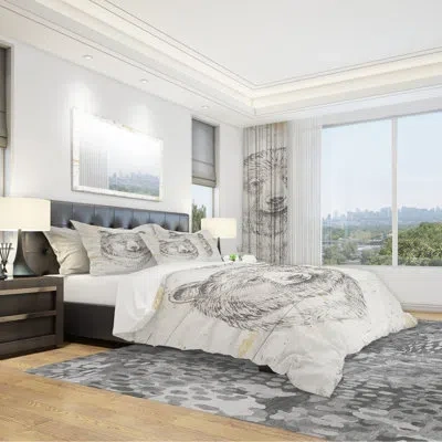 Design Art Bear Wild And Beautiful Iv Duvet Cover Set In Ivory