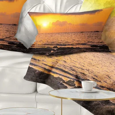 Design Art Beautiful African Rocky Coast - Sea & Shore Printed Throw Pillow