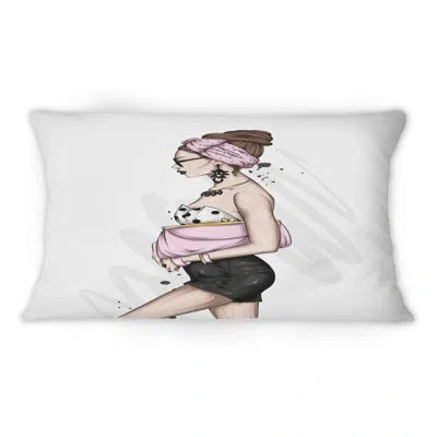 Design Art Beautiful And Stylish Pink Girl Ii - Modern Printed Throw Pillow
