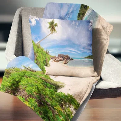Design Art Beautiful Beach At La Digue Seychelles Seashore Pillow In Multi-color