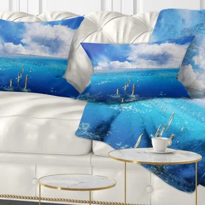 Design Art Beautiful Blue Salk Lake - Sea & Shore Printed Pillow