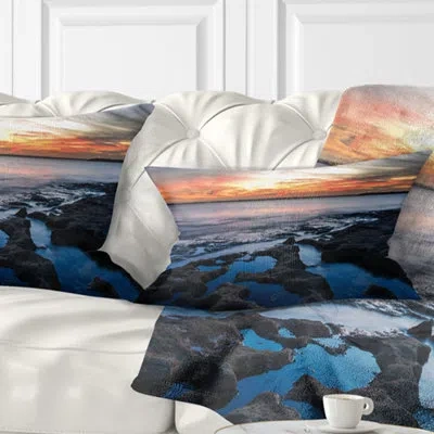 Design Art Beautiful Blue Waters In Australia Beach - Sea & Shore Printed Pillow In Blue;white
