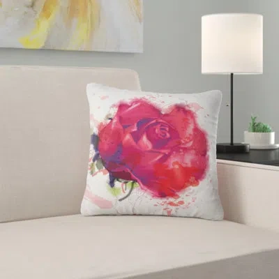 Design Art Beautiful Bright Red Rose - Floral Printed Pillow