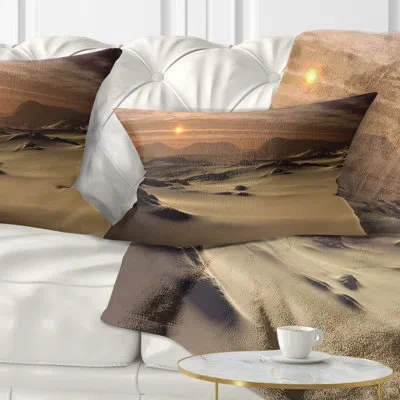 Design Art Beautiful Brown Fantasy Terrain - Landscape Printed Throw Pillow