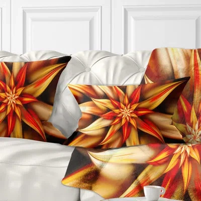 Design Art Beautiful Brown Flower Petals - Floral Printed Throw Pillow