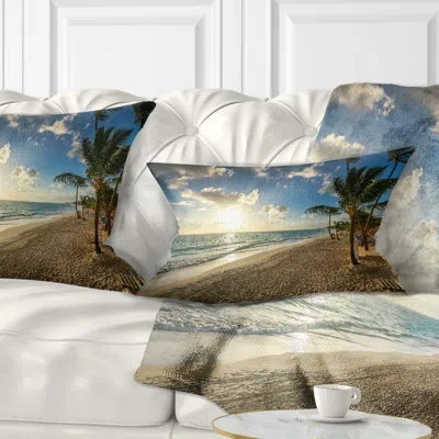 Design Art Beautiful Caribbean Vacation Beach - Sea & Shore Printed Throw Pillow