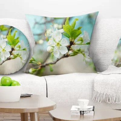 Design Art Beautiful Cherry Blossom N Spring - Floral Printed Pillow In Blue;black;brown;green;red;yellow