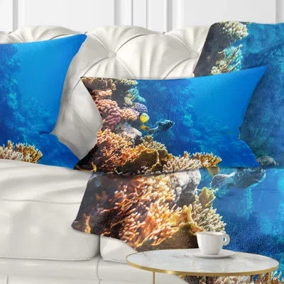 Design Art Beautiful Coral Fish Of Red Sea - Sea & Shore Printed Throw Pillow