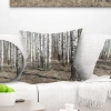 Design Art Beautiful Dense Birch Forest View - Forest Printed Pillow In White
