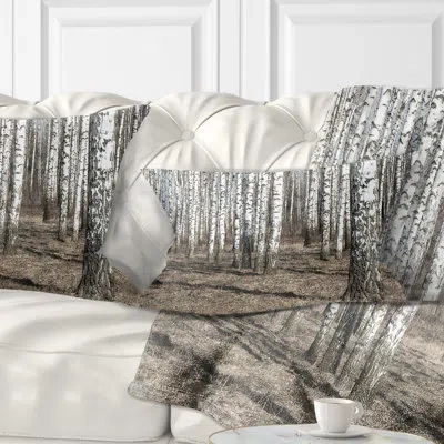 Design Art Beautiful Dense Birch Forest View - Forest Printed Throw Pillow