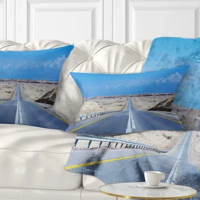 Design Art Beautiful Desert Road Israel - Landscape Printed Throw Pillow