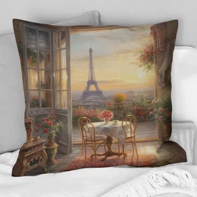 Design Art Beautiful Eiffel Tower In Paris Ii - Paris Printed Pillow In Yellow;gold