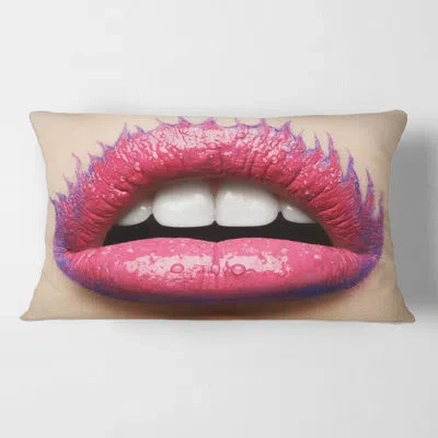 Design Art Beautiful Female Lips With Lipstick Rectangular Pillow Cover & Insert