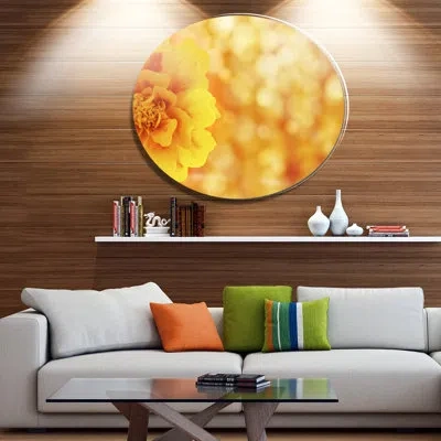 Design Art 'beautiful Floral Yellow Background' Photographic Print On Metal