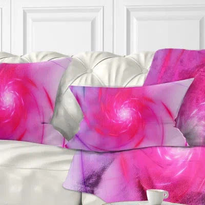 Design Art Beautiful Fractal Pink Whirlpool - Floral Printed Throw Pillow