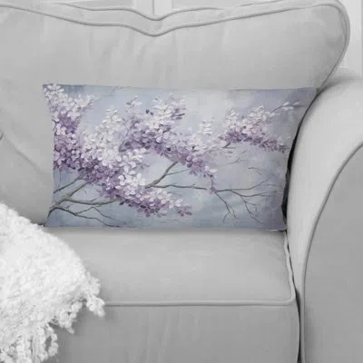 Design Art Beautiful Lilac Dreamscape Iv - Lilacs Printed Throw Pillow In White;purple