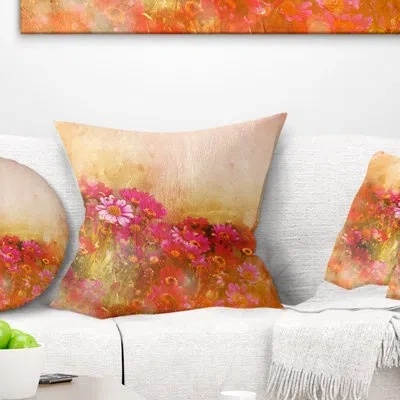 Design Art Beautiful Little Flowers In Spring - Floral Printed Pillow In Orange