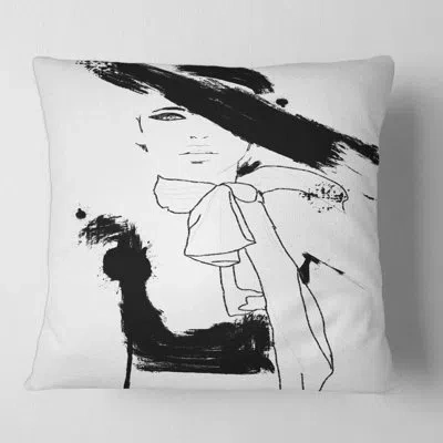 Design Art Beautiful Model Haute Couture Fashion Woman Ii Square Pillow Cover And Insert In Black