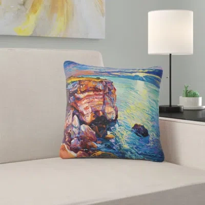 Design Art Beautiful Ocean And Cliffs - Sea & Shore Printed Pillow