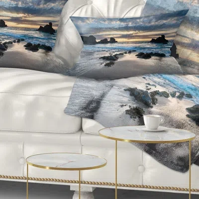 Design Art Beautiful Porthcothan Bay - Sea & Shore Printed Throw Pillow