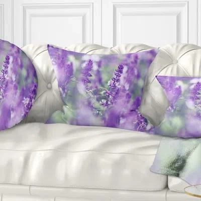 Design Art Beautiful Purple Mint Flowers - Floral Printed Pillow
