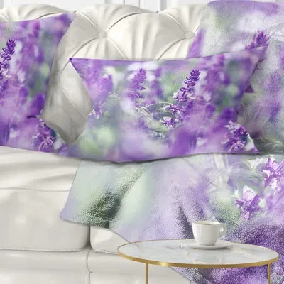 Design Art Beautiful Purple Mint Flowers - Floral Printed Throw Pillow