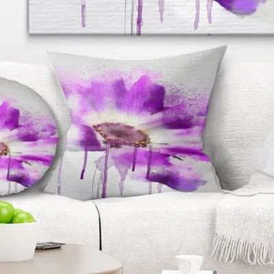 Design Art Beautiful Purple Rose Watercolor - Floral Printed Pillow
