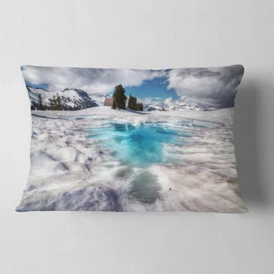 Design Art Beautiful Snow Covered Lake - Landscape Printed Pillow