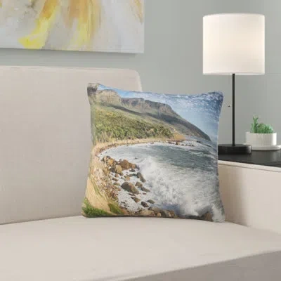 Design Art Beautiful South African Seashore - Sea & Shore Printed Pillow In Blue