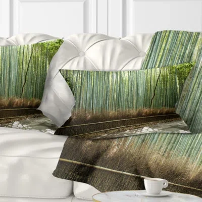 Design Art Beautiful View Of Bamboo Forest - Forest Printed Throw Pillow