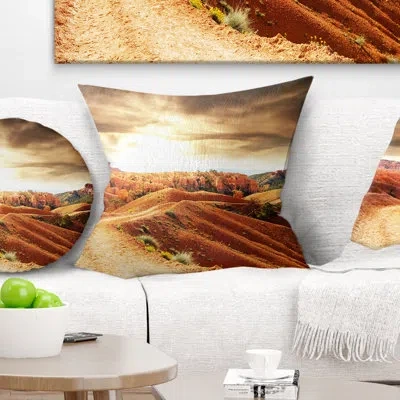 Design Art Beautiful View Of Bryce Canyon - Landscape Printed Pillow In Brown